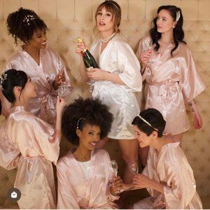 Set of 6 Women's Satin Kimono Robes Rhinestones Bride Bridesmaid Satin Robes